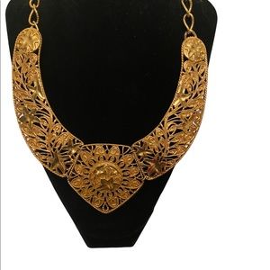 Vintage Gold Metal Collar Necklace